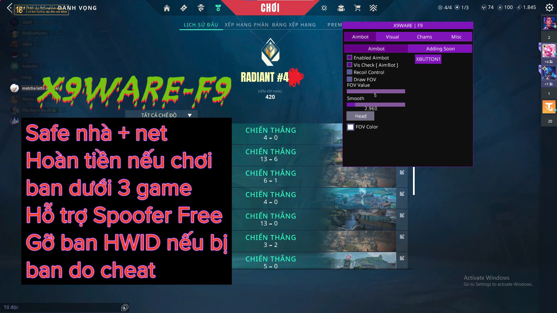 Bản Hack X9WARE-F9 [Cheat Internal]