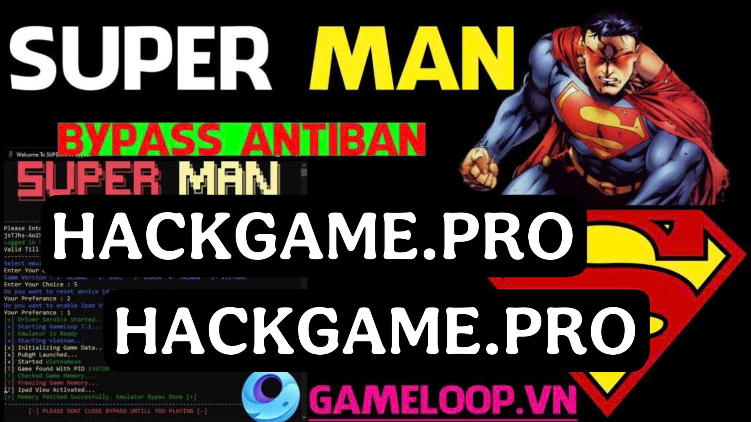 <b>BẢN Bypass-SuperMan - Hack PUBG Mobile Giả Lập</b>