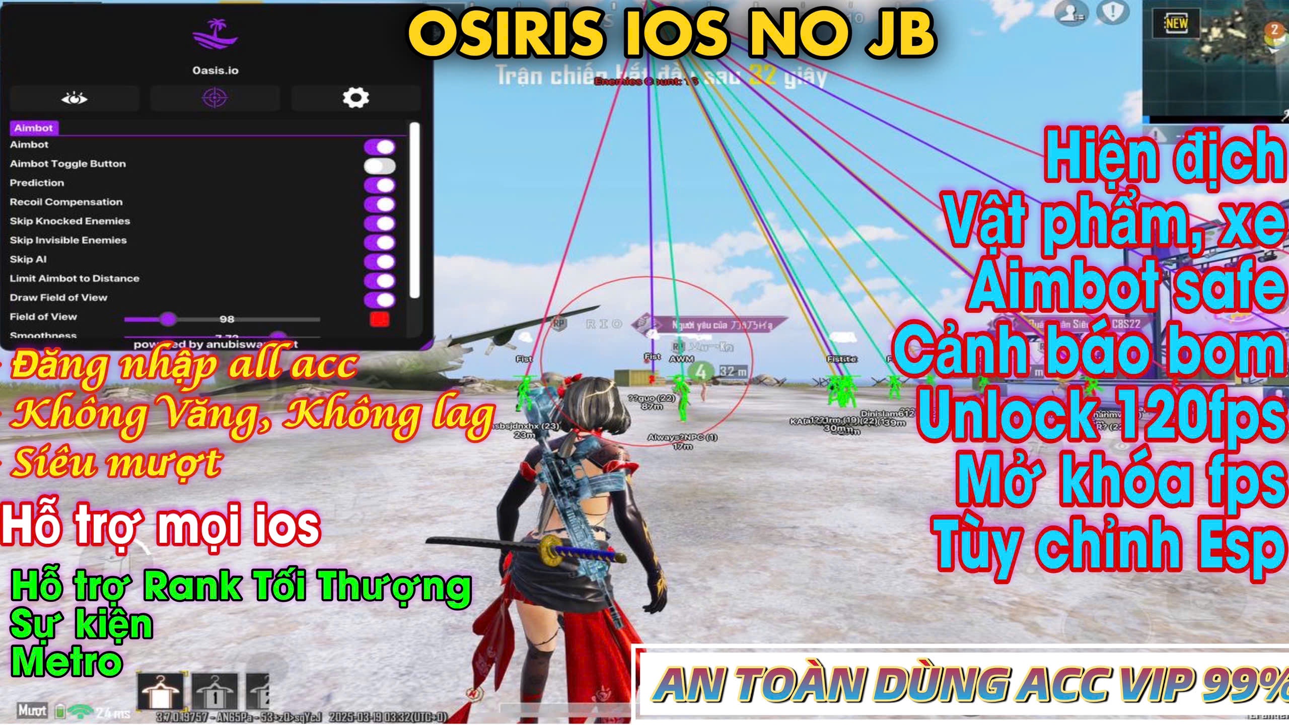 [IOS NONJB] BẢN OSASIS- HACK PUBG ESP - AIMBOT CỰC XỊN ( GIÁ RẺ - XỊN VL, NÊN DÙNG,liên hệ ADMIN để cài đặt )